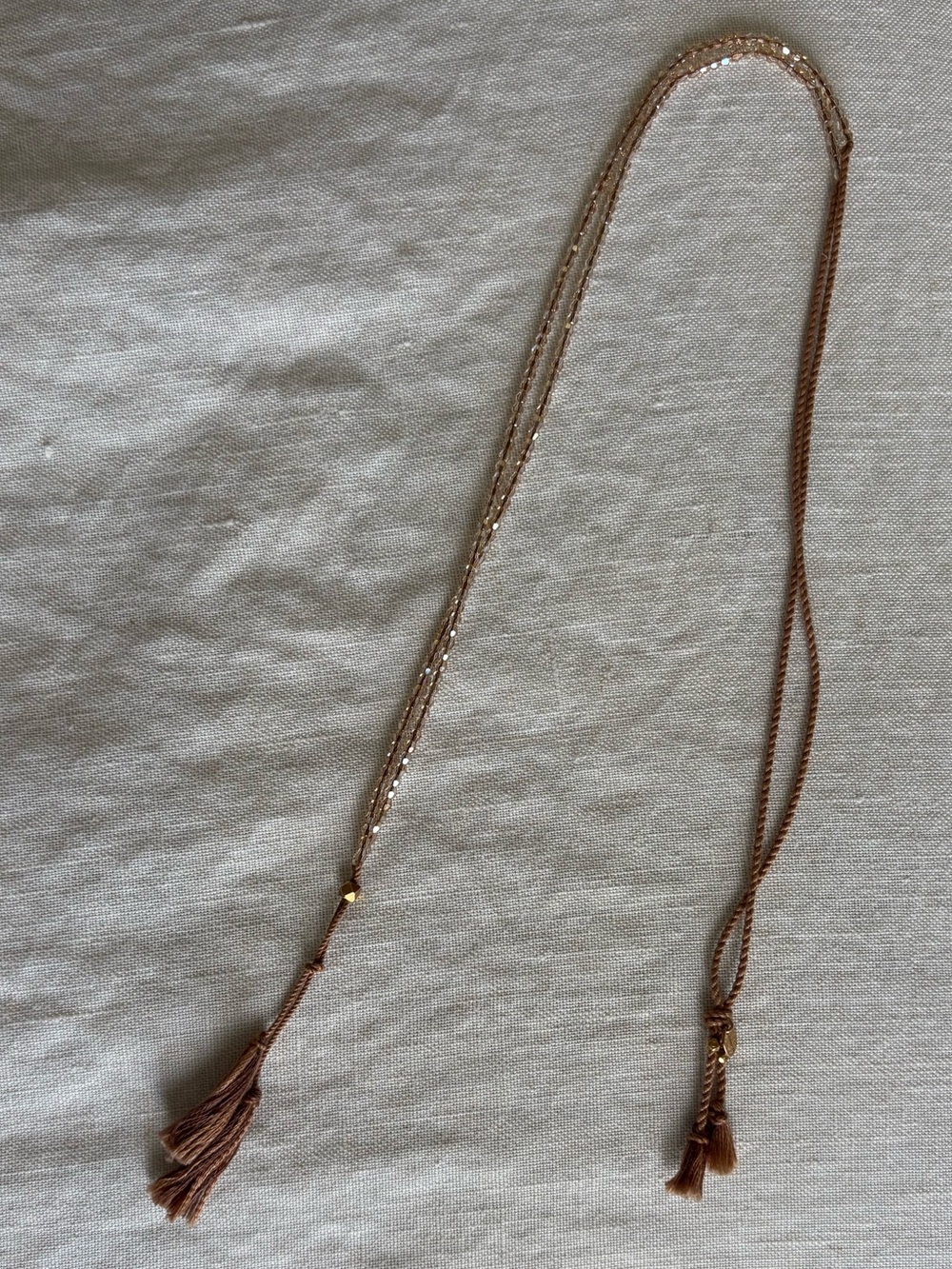 Chan Luu Rose crystal beads with Mixed Tassel Necklace